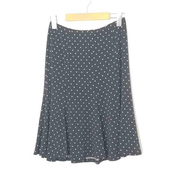 Proportion Petite Black Skirt White Polka Dot Business Casual Fit & Flare Skirt - Picture 1 of 5